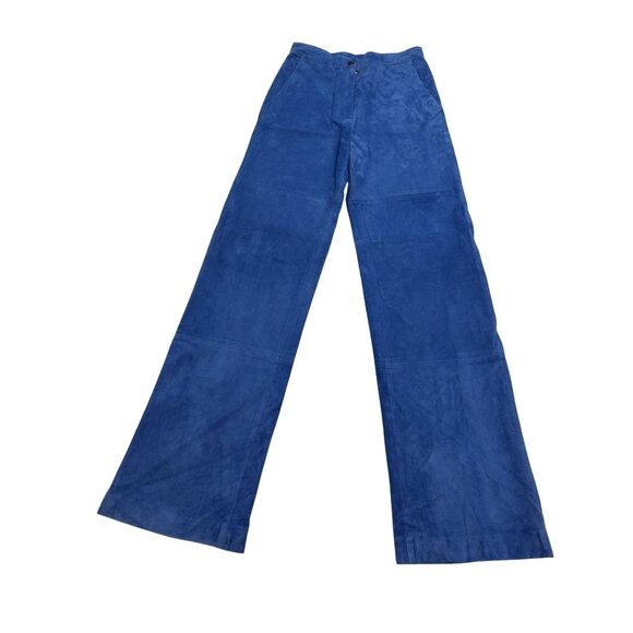 Longchamp Suede Trousers in Blue - Picture 1 of 8